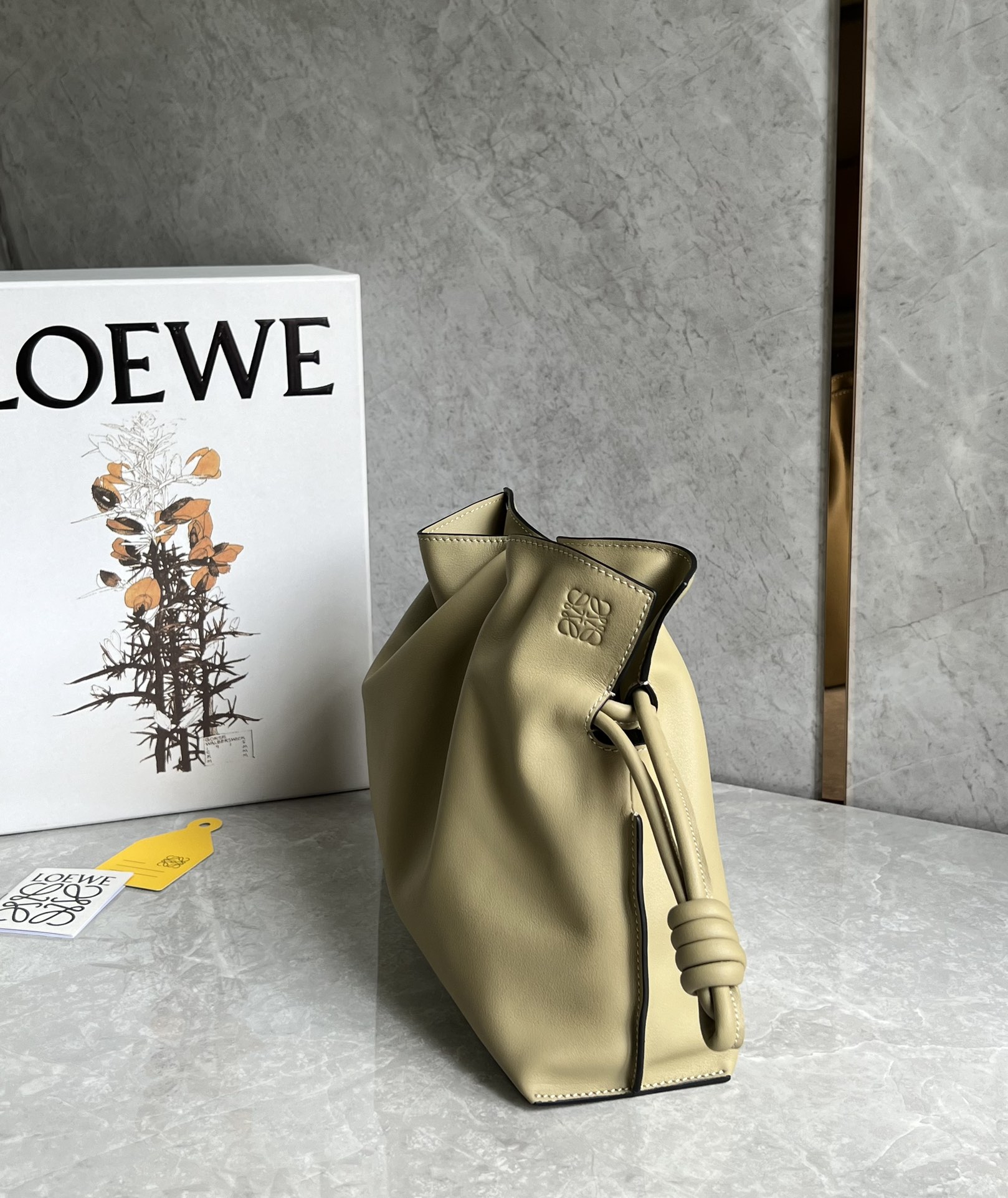 Loewe Medium Flamenco Clutch in Nappa Calfskin Dark Beige